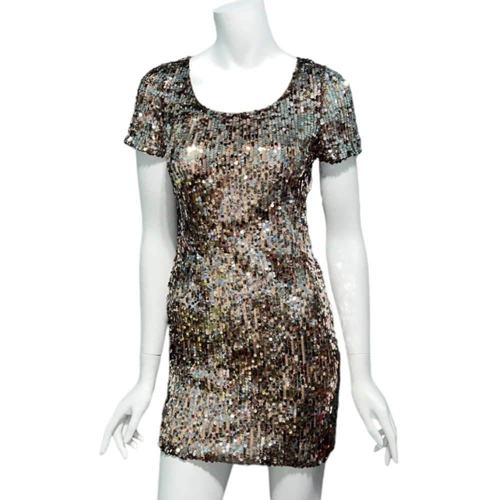 Forever 21 Bronze & Silver Sequin Mini Dress Small NEW W/TAGS